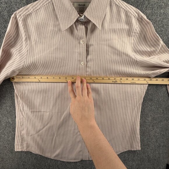 Faconnable Long Sleeve Button Up Shirt Women Pink Striped Large Cotton Adult - Picture 4 of 16